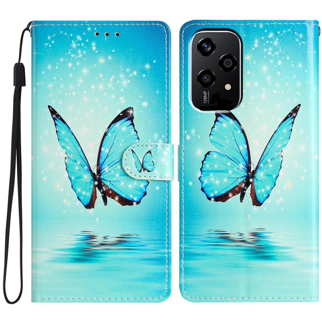 For Honor 200 Lite Wallet Case PU Leather Pattern Printing Stand Phone Cover with Strap