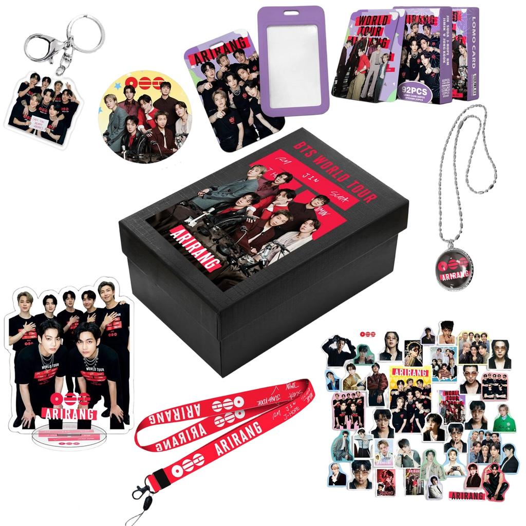 Group Gift Set Including Lanyard Keychains Photocards Badge Necklace Stickers and Collectible Box for Fans