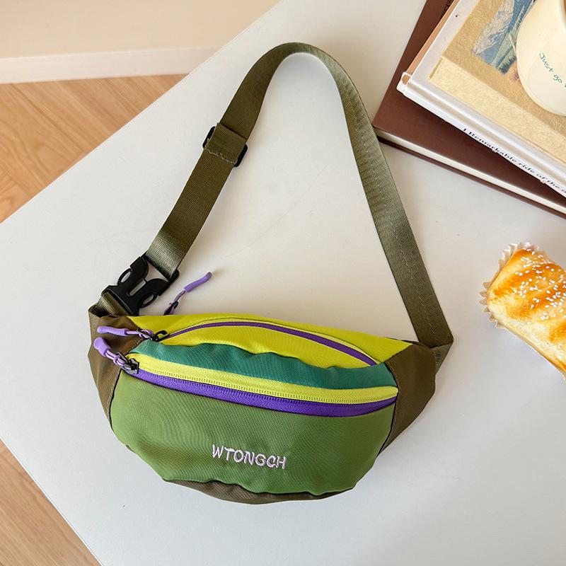 Modische Dopamin-Kontrast-Bauchtasche für Jungen und Mädchen, same Outdoor-Sport Bergsteigen tragbare Nylon-Umhängetasche Kinder Brusttasche