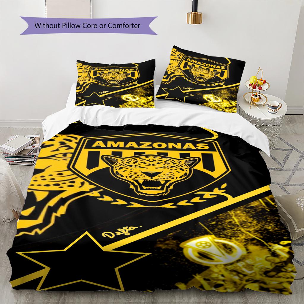 Amazonas FC Logo Muster Bettwäsche Set Bettbezug Kissenbezug Heimdeko Geschenk (1 Bettbezug + 2 Kissenbezüge, ohne Füllung)