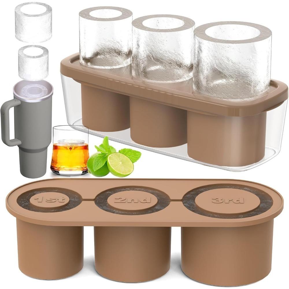 Vassoio per cubetti di ghiaccio per bicchiere da 30-40 oz, stampo per ghiaccio in silicone a cilindro cavo con coperchio e contenitore per freezer, per bevande ghiacciate, succo, whisky, cocktail