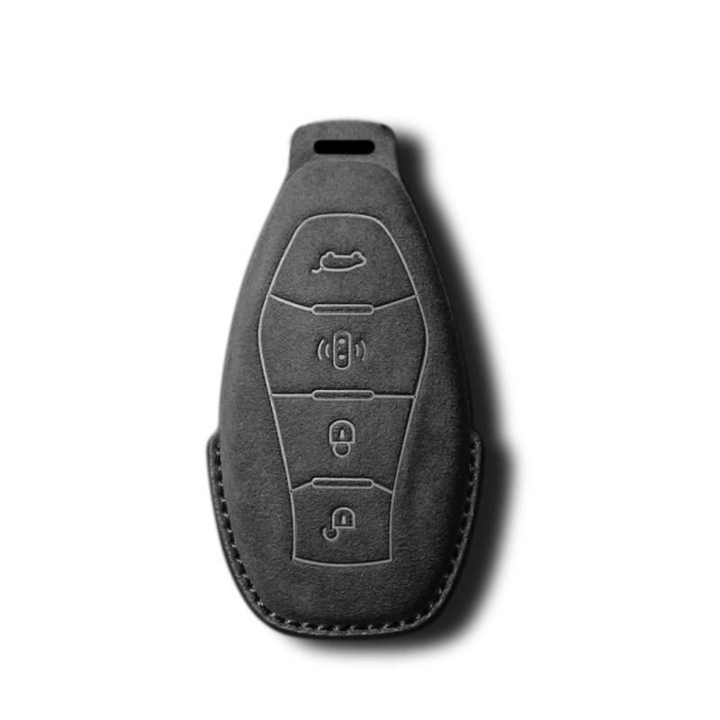 Suede Car Key Holder for FAW Hongqi HS5 HS7 H5 H6 H9 HQ9 with Buckle and Chain