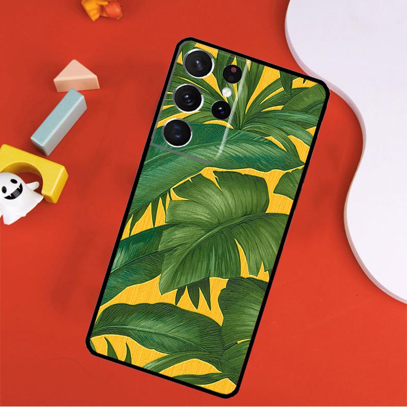 Tropical leaves Banana Leaf Phone Case For Samsung Galaxy S25 Ultra S24 Ultra S9 S10 S20 S21 S22 S23 Plus S24 FE Cover