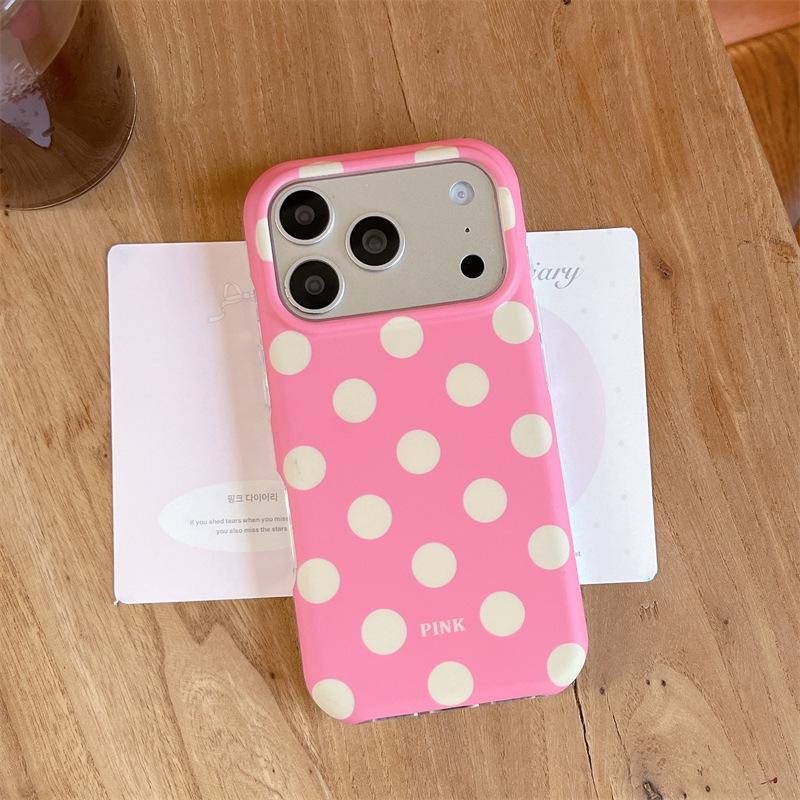 

Color Block Polka Dot Case for iPhone 17 Pro Max: Frosted, Double Layer, Korean Style iPhone 13