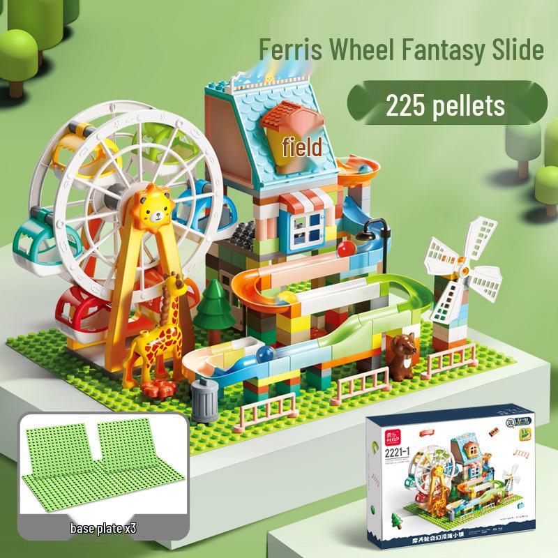 Rotating Windmill & Ferris Wheel Building Blocks Toy for Kids