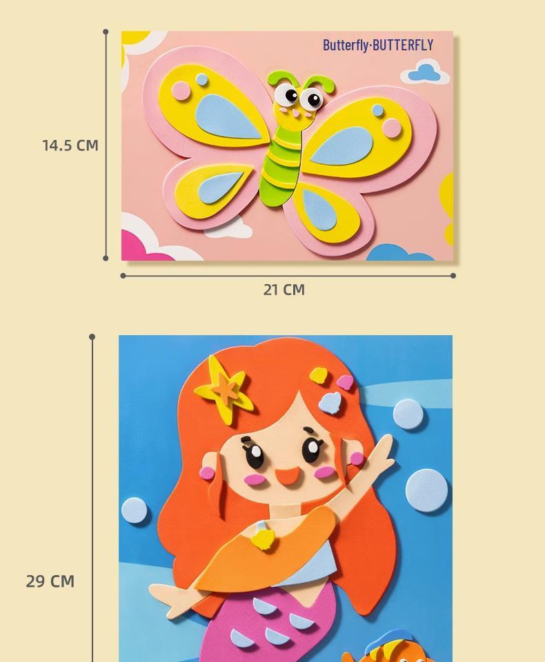 3D EVA-Sticker Bastelset für Kinder: Lern-Bastel-Klebepackung für Jungen & Mädchen