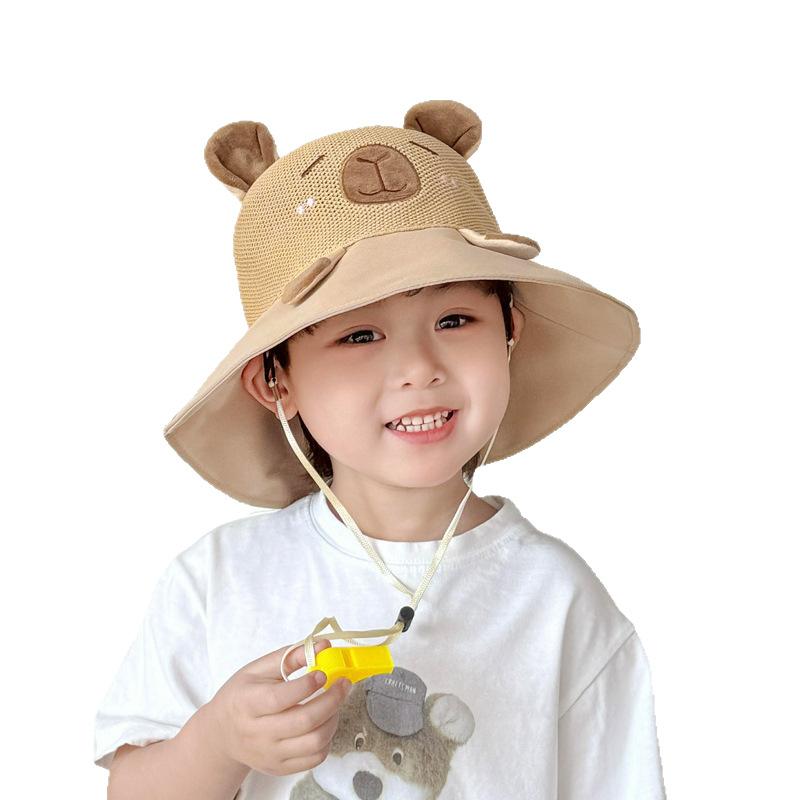 Children's Sun Hat Boys Cute Capybara Big Eaves Bucket Hat Summer Outdoor Sun Hat Girls Beach Hat