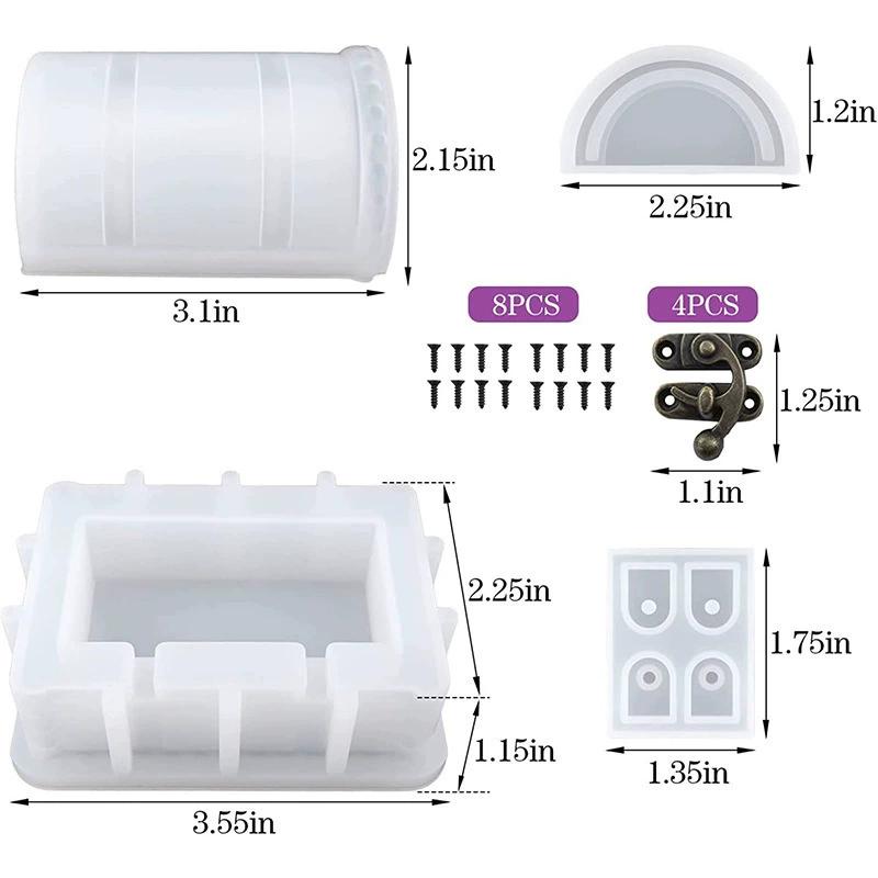 

WTEMPO Storage Box Resin Molds with Lock Clasps for Epoxy Casting Decor Container for Storage DIY Crafts Office Home Decor Supplies Molds 1set белый