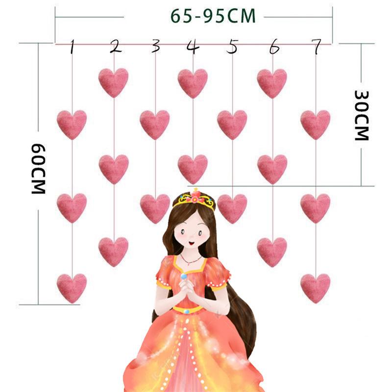 Girls' Pink Heart Shaped Door Curtain Decor Tassel Curtain Divider String Girl Room Partiton Sweet Hanging Beaded Window Valance