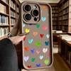 Colorful Paint Hearts Soft TPU Phone Case for iPhone 17 16 15 14 13 12 11 Pro Max Plus Shockproof Anti-Slip Cover