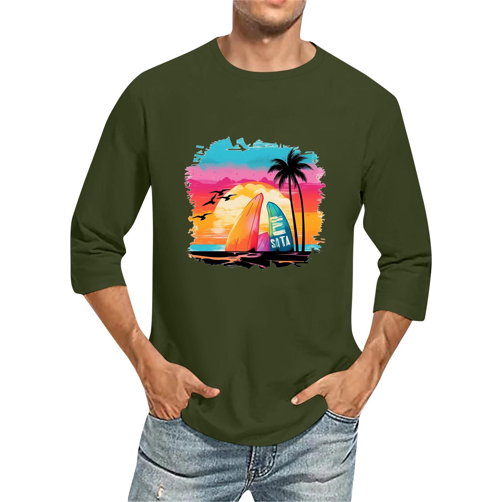 

Мужская однотонная футболка с круглым вырезом и рукавами три четверти XXXL