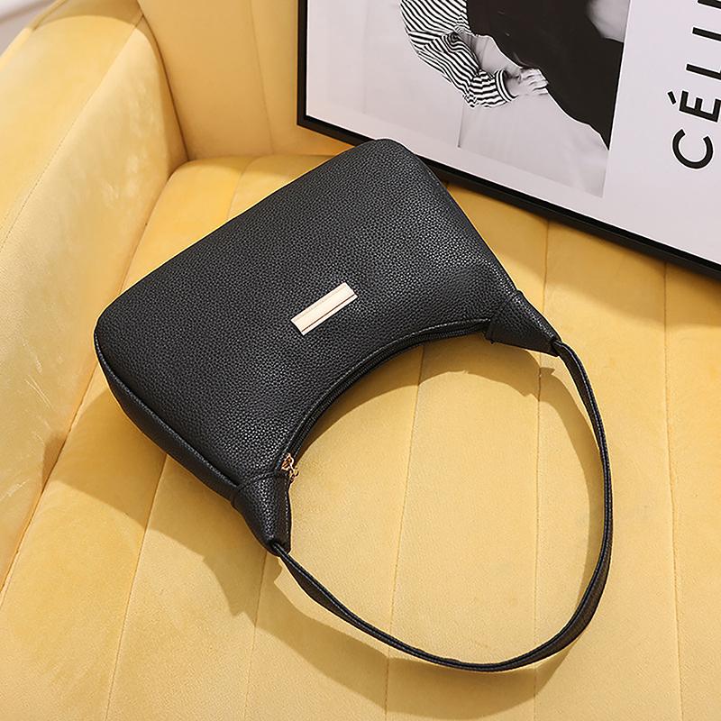 Lichee Leather Women Shoulder Bag Retro Solid Color Hobos Handbags Leisure Underarm Armpit Bag  Exquisite Shopping Bag