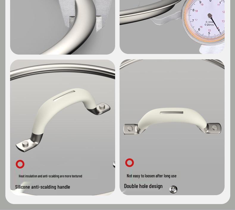 Universeller Deckel aus gehärtetem Glas mit Silikongriff, Verbrühschutz, Passend für Töpfe und Woks von 24-26 cm, Allzweck-Kochgeschirr-Zubehör