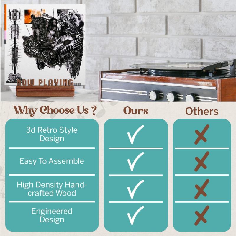 Now Playing Record Holder Wood Record Organizer Album Storage Shelves Holds Up To 5  Long Playing Record For Home Decoration