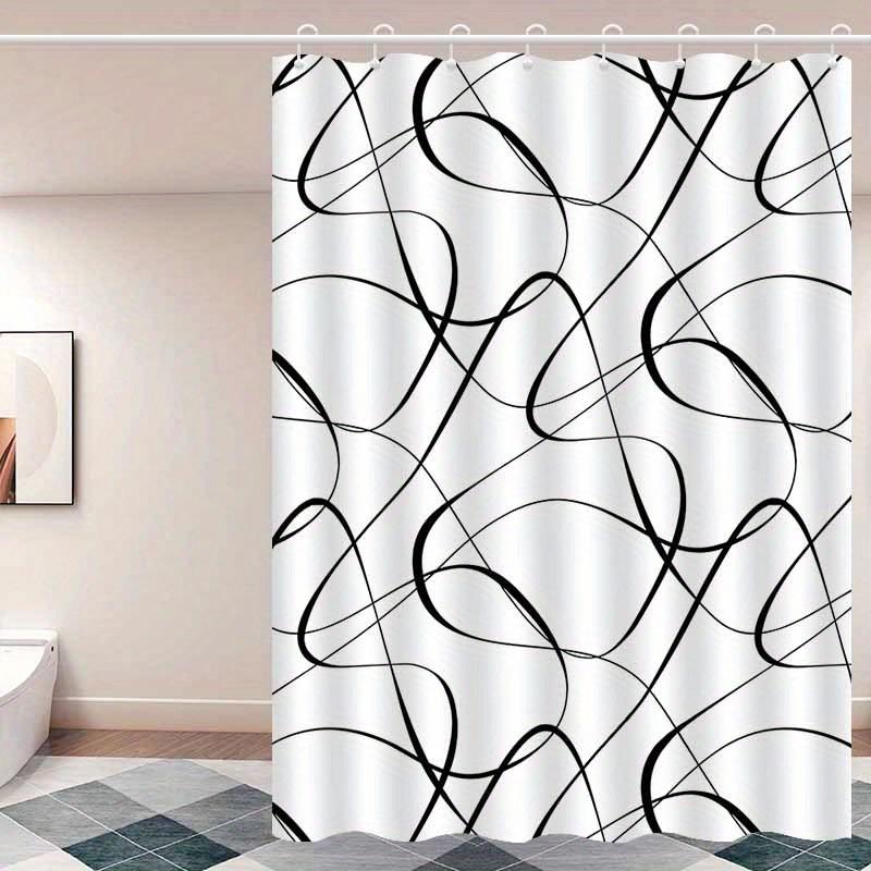 1Pc Minimalist Abstract Geometric Patterned Shower Curtain, Machine Washable Polyester, Suitable For Bathroom Dcor.