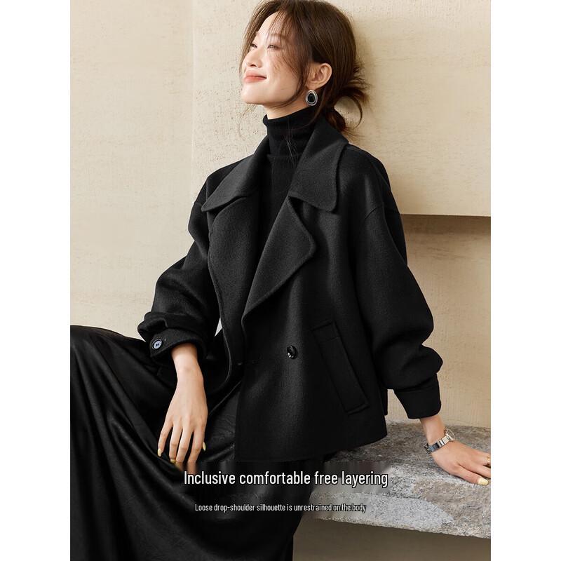 Women's 100% Merino Wool Double-Faced Lapel Coat