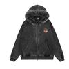Heren Oversized Verweerd Gewassen Hoodie met Rits Streetwear Casual Lange Mouw Katoenen Pullover
