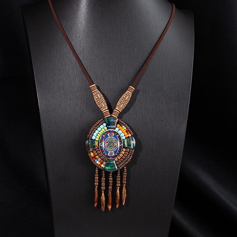 Handmade Braided Vintage Bohemia Necklace Women Nepal Jewelry Ethnic Leather Accessory
