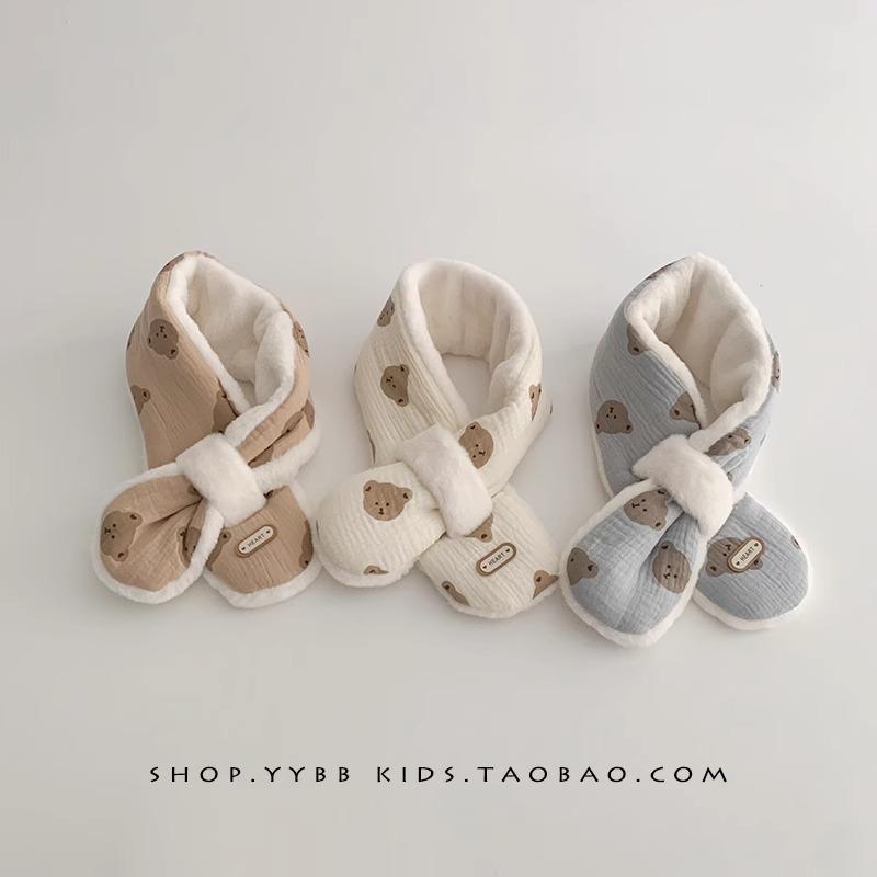Soft Baby Bear Winter Scarf: Warm, Windproof, Plush Velvet for Boys & Girls