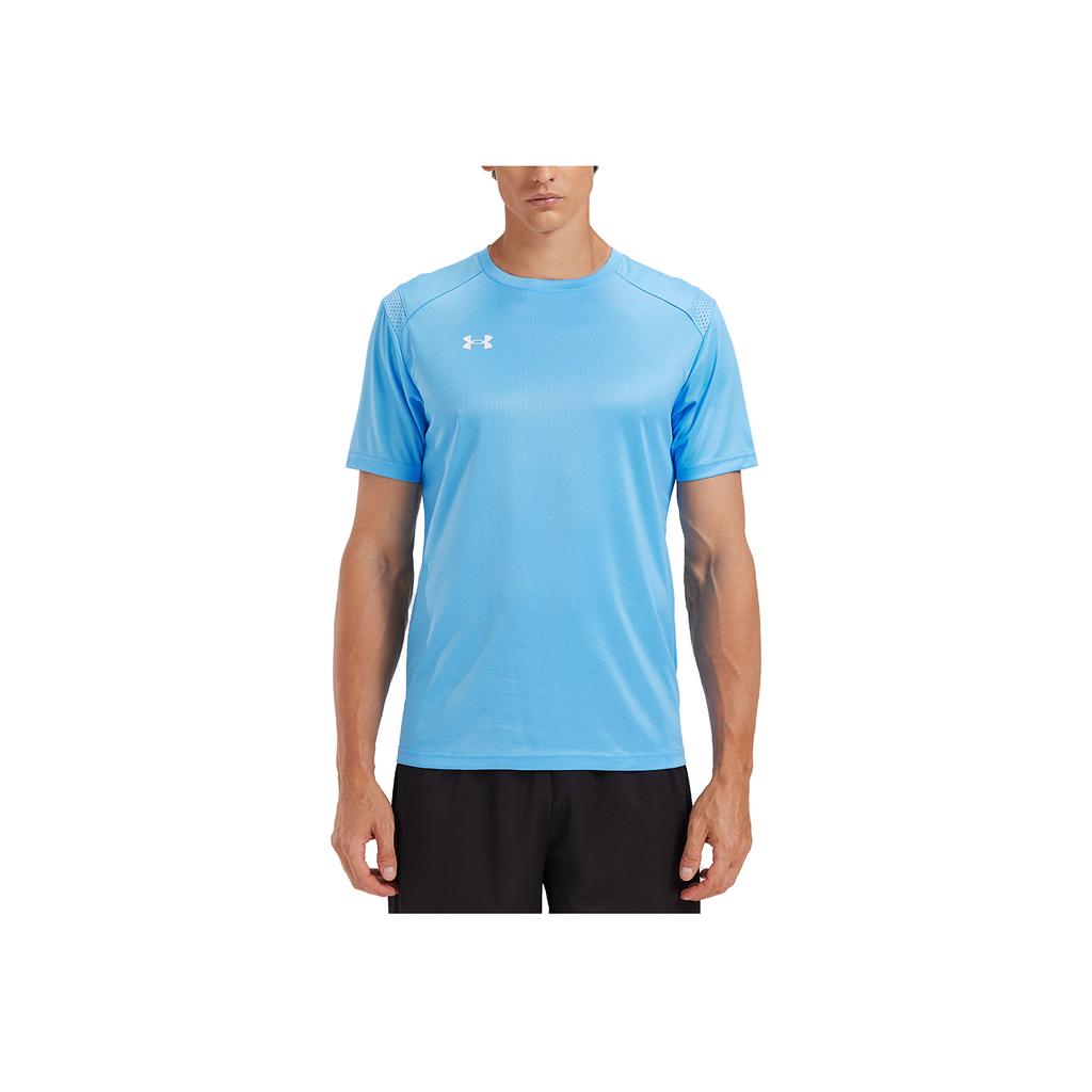 Under Armour Casual Solid Color Sports Jersey Knit Crew Neck Short Sleeve T-Shirt Unisex Tops Manchester-Blue 21500525-465