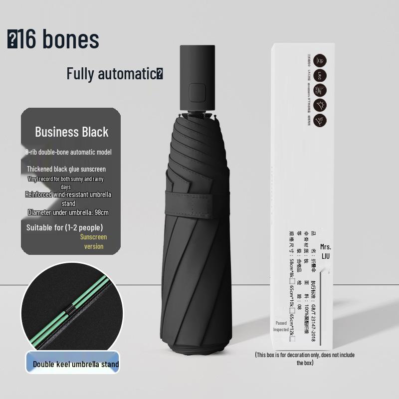 Q Fully Automatic Extra-Large Umbrella: Sun & Rain Dual Use, Reinforced Anti-UV Sunshade for Men & Women.