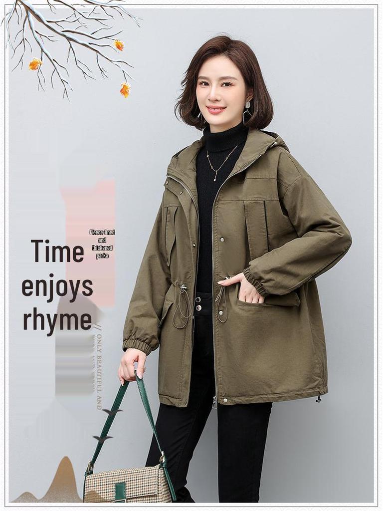 Parka Mi-Long pour Femme - Hiver 2024 Coupe Ample Tendance Manteau en Coton Doublé Polaire