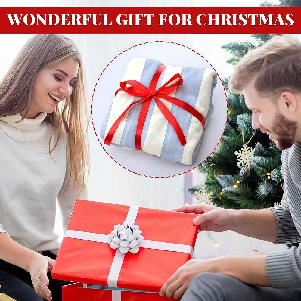 Sky Blue Ribbons Winter Summer Flannel Blanket Throw Fleece Soft Fuzzy Plush Cozy Fleece Blankets For Sofa Ideal Gifts
