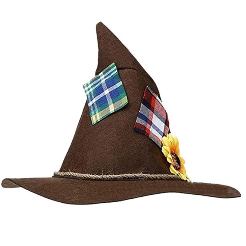 

Halloween Flower Crooked Witch Hats Party Wide Brimmed Pointed Hat Accessory Unique Witch Hat Wizard Hat