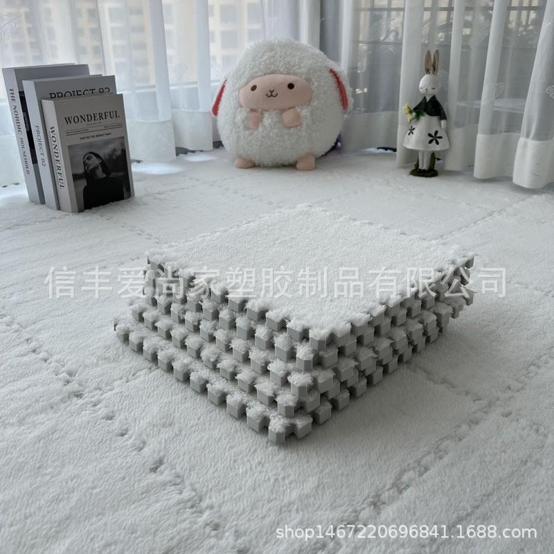 

10 шт. Прикроватный ковер Спальня Полная комната Плюшевые соединяющиеся пенные напольные коврики Можно резать Татами 30*30*0.6 см One Size белый