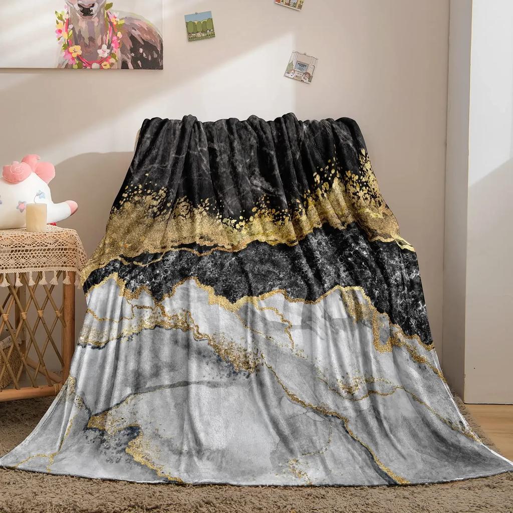 Marble Blanket Marbling Plush Nap Blanket Soft Lightweight Fluffy Flannel Fleece Throw Blanket for Sofa Couch Bed Camping Travel