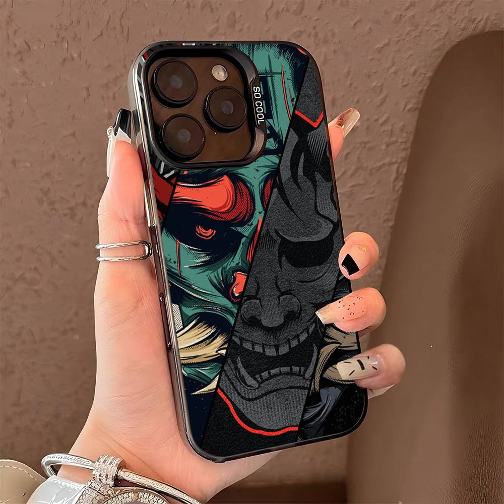 Japan Ghost Face Samurai Phone Case For iPhone 16 15 14 13 12 11 Pro Max X XR XS MAX Matte Shockproof Back Anti Fall Matte Cover