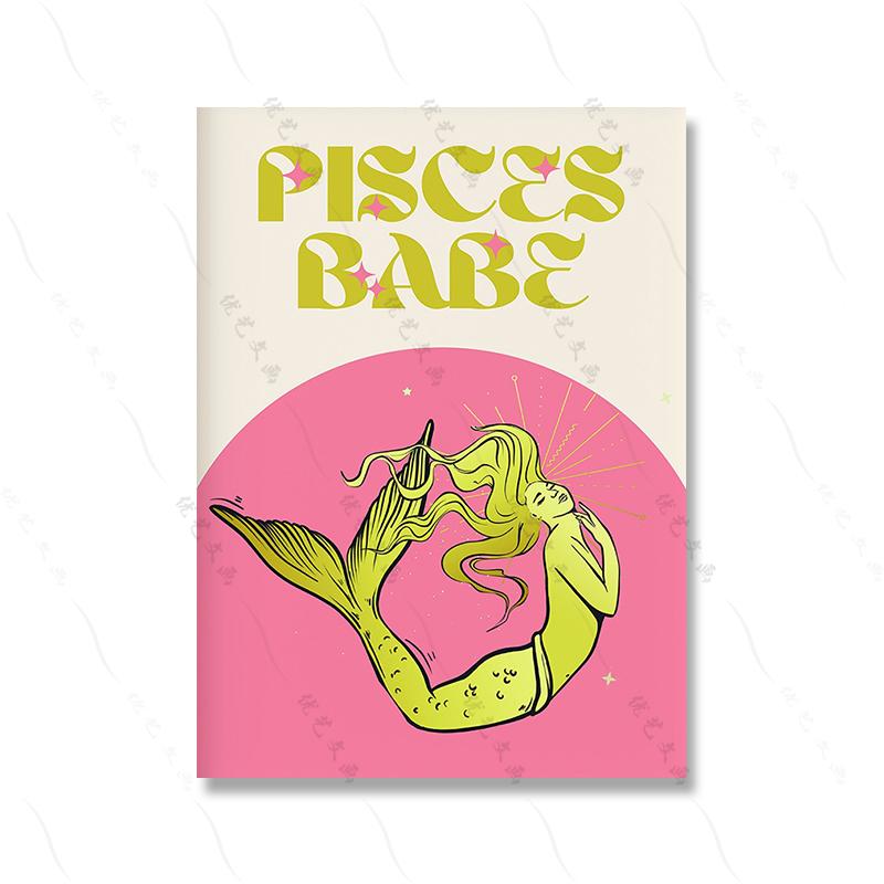 

Печать знака зодиака Водолей, зодиакальное искусство, холст, картина, красочный астрологический постер, ретро-стиль 90-х, абстрактная цитата, домашний декор, без рамки 21*30cm No Frame