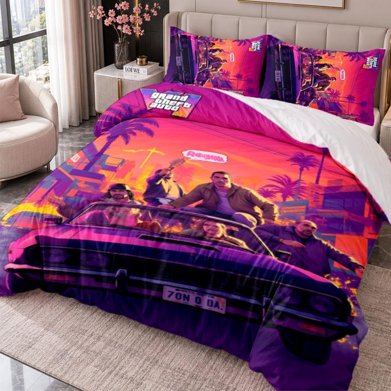Grand Theft Auto 3Pcs Bedding Set Duvet Cover With Two Pillowcases For Bedroom Home Decoration