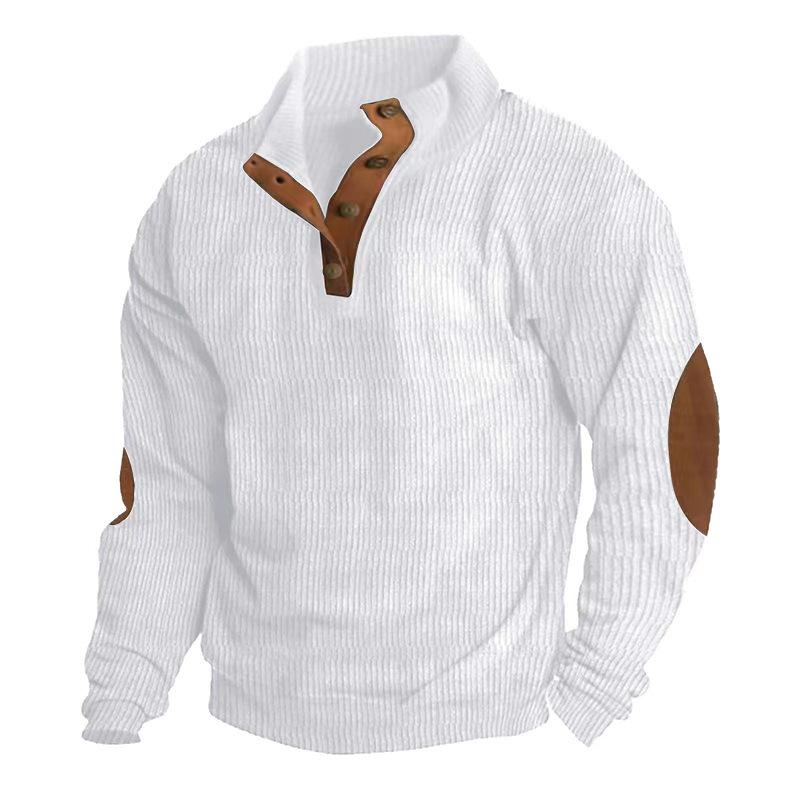 Herren Pullover Outdoor Casual Geknöpft Stehkragen Langarm Pit Strip Cord Sweatshirt Herbst Winter Mode