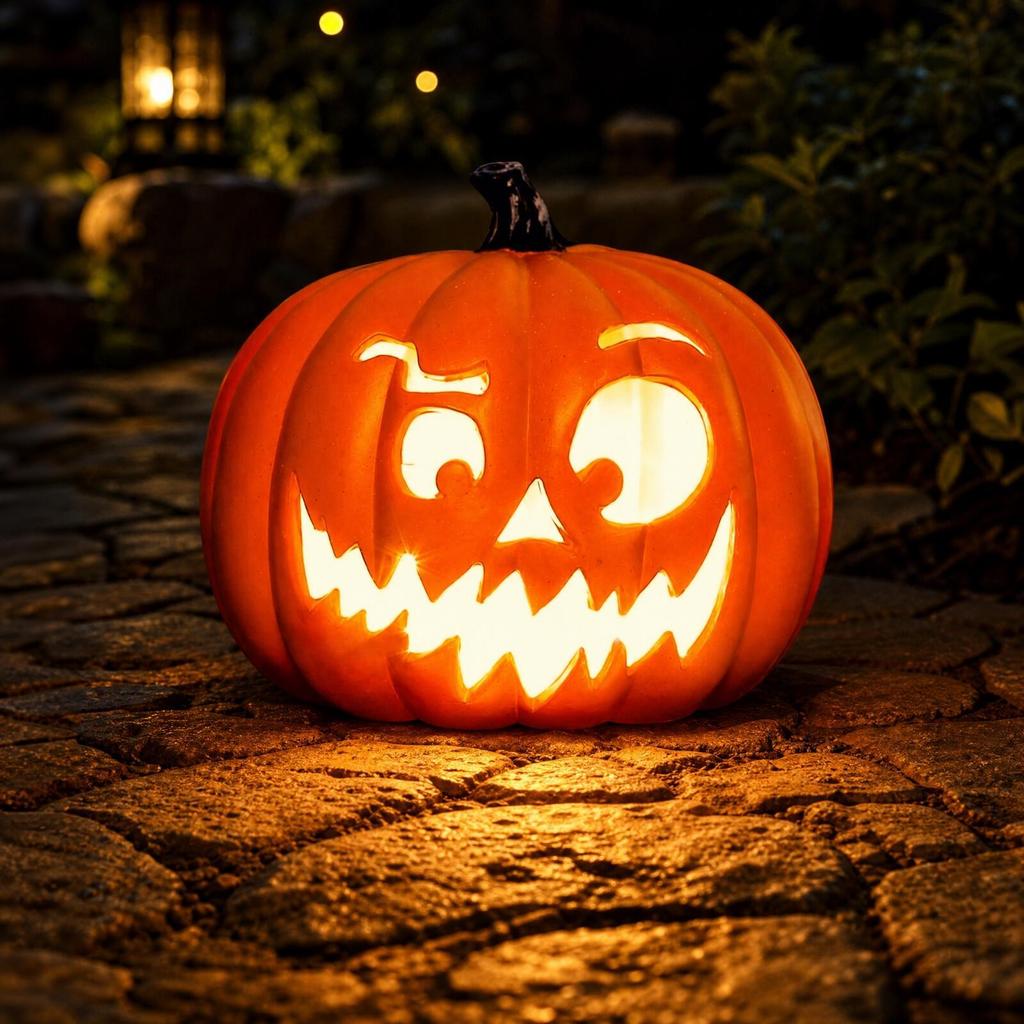 PVC Pumpkin Lantern with Batteries Illuminated Halloween Table Ornament Spooky