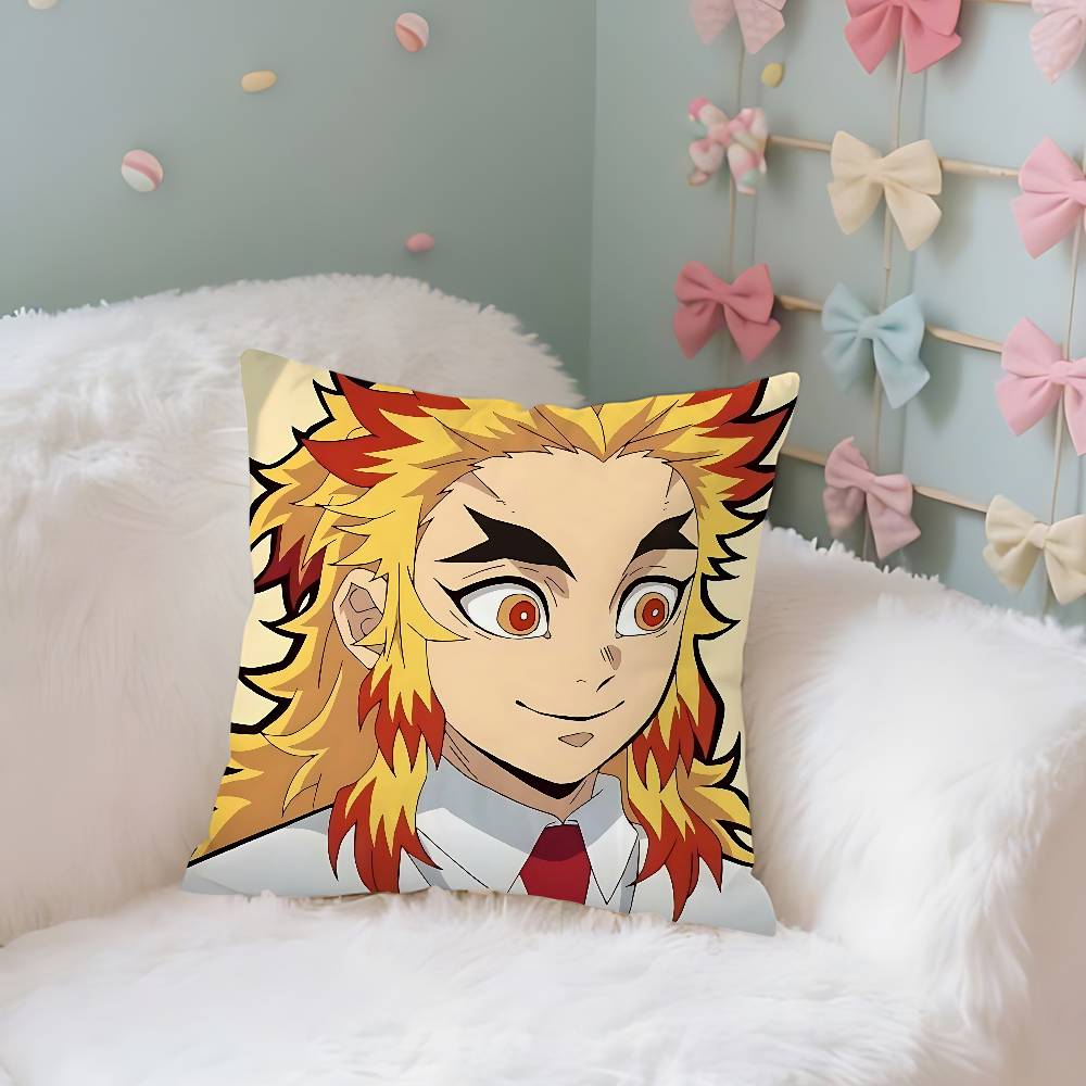 Cool K-Kyoujurou Rengoku Case Plush Fabric Soft Pillowcase Double Sided Print Cushion Cover Household Gifts