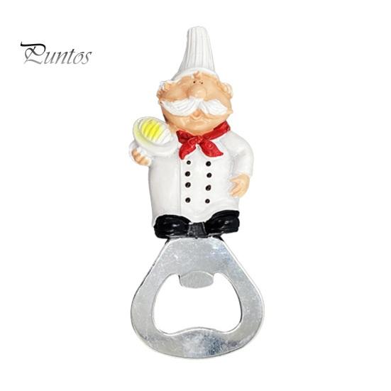 Funny Beer Bottle Opener for Fridge Refrigerator Magnet Opener, 3D Cartoon Chef Resin Magnetic Soda Cap Tool Manual Can Punch Home Restaurant Novelty