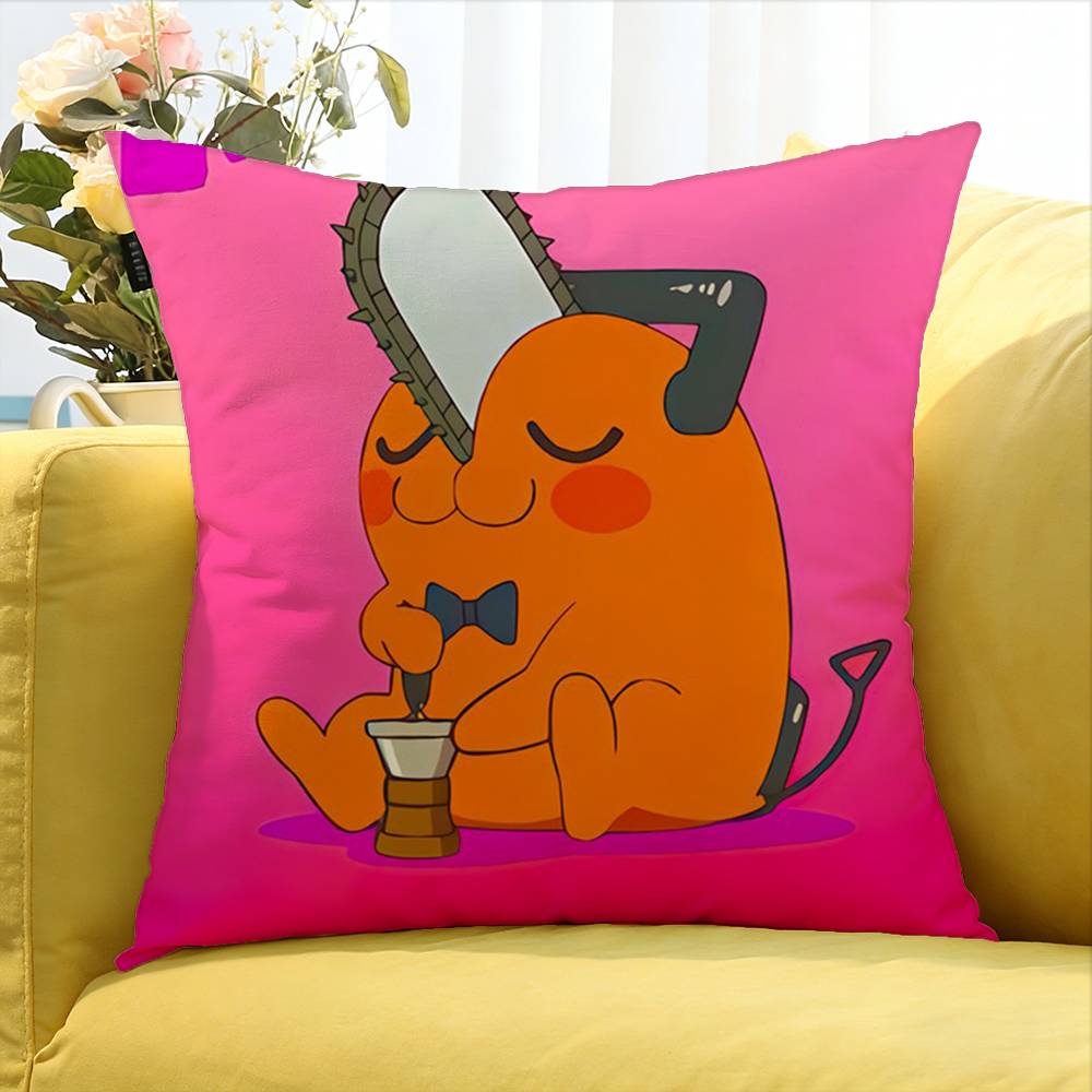 P-Pochita World Various Sizes Square Pillow Case For Car Home Bedchamber Decor