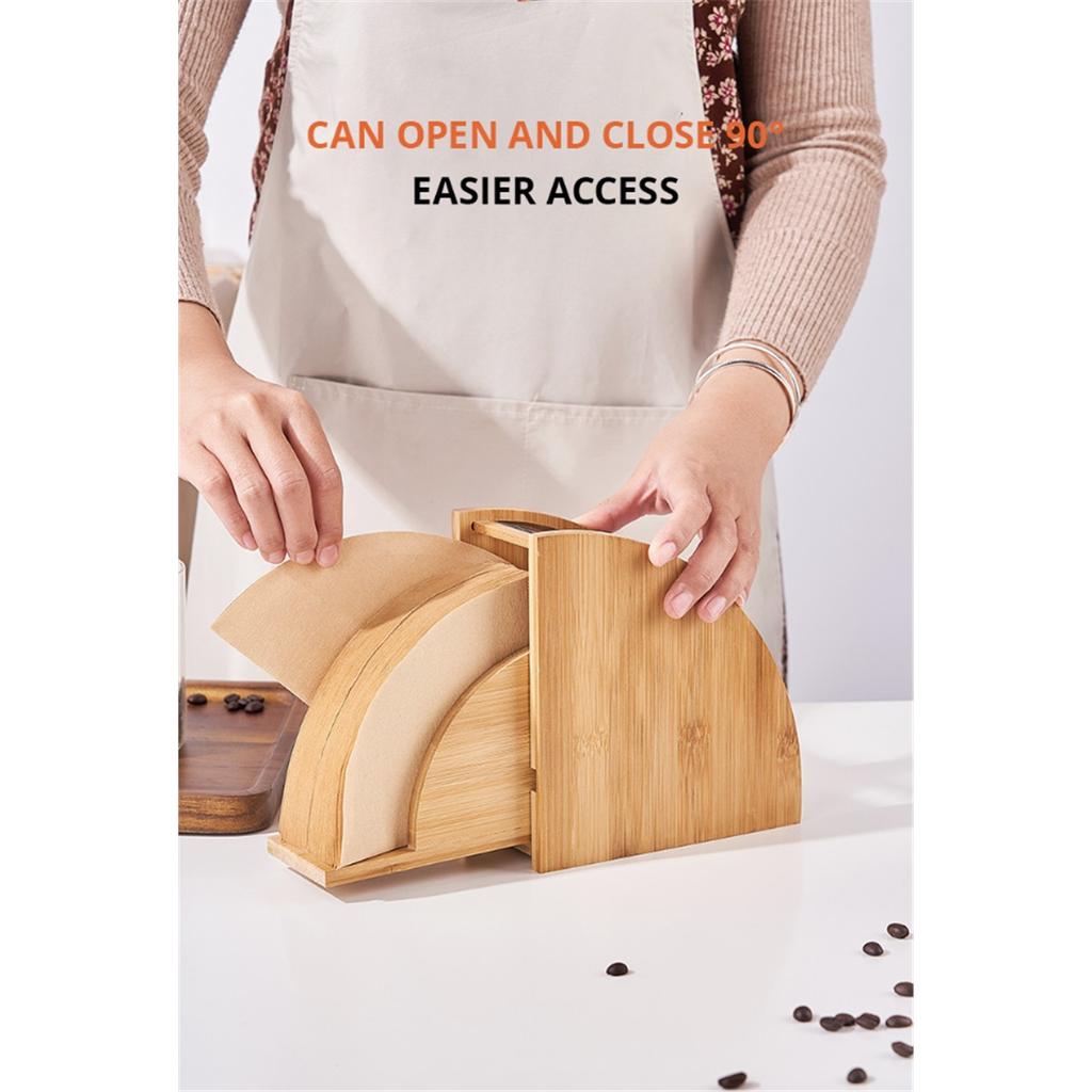 Coffee Filter Paper Holder Storage Box Wood Dust-proof V60 Filter Paper Rack Stand Home Cafe Making Coffee Accessories Coffeware
