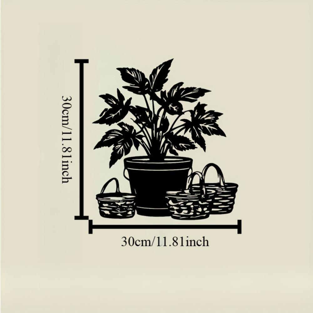 

Metal Wall Art Potted Plant Two Side Baskets Elegant Black Design Easter Thanksgiving Birthday Gift Living Room Patio Decor 12in