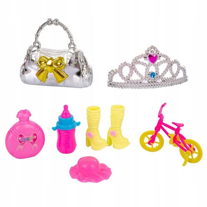 Coffret 2 poupées avec tenues et accessoires (28 cm + 10 cm) - vêtements, sac, chaussures, vélo (KP8410)