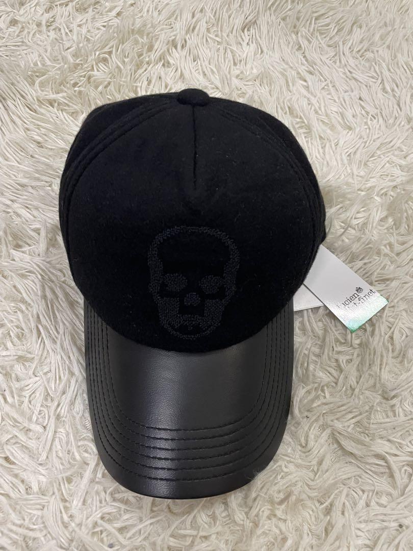 

[USED] Lucien Pellat-Finet Leather and Cashmere Cap, Unisex, Black