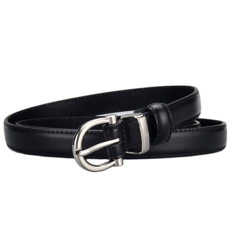 Belt Women'S First Layer Cowhide Black Thin Belt Genuine Leather Women'S Belt Classic Belt Women