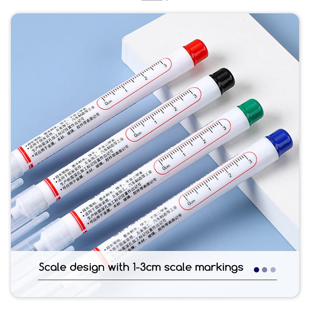 4pcs Long Nose Deep Hole Marker Pen,20mm Deep-Reach Markers Waterproof Drill Hole Long Nib Marker Carpenters Pens For Arts Craft