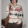 The Pink Loose Fit Jacquard Nordic Knit Cardigan