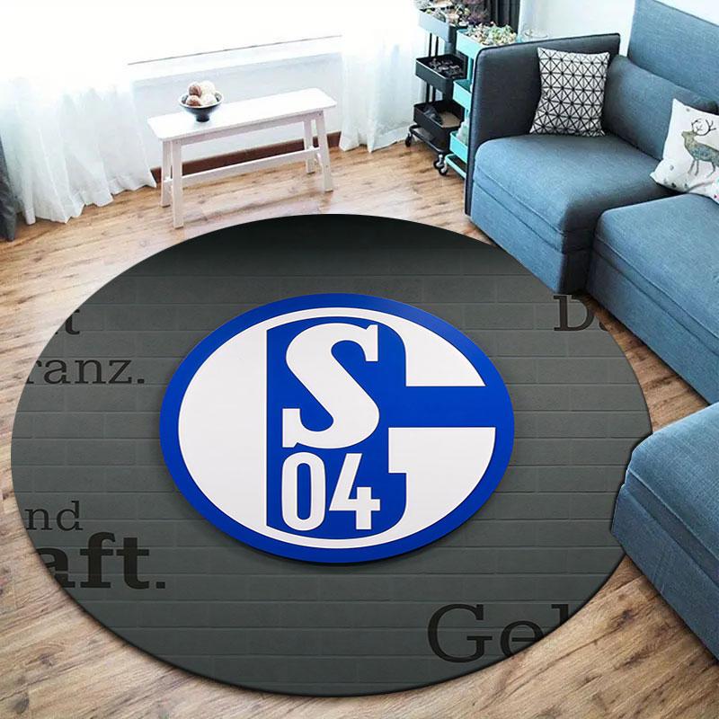 FC Schalke 04 Round Area Rug,Carpet Rug for Living Room Bedroom Sofa Playroom Decor,Non-slip Floor Mat