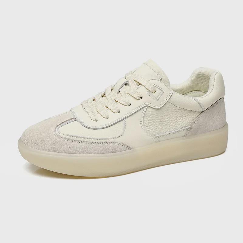 2025 Men's Retro White Leather Casual Trainers - Lightweight, Breathable, Soft Sole