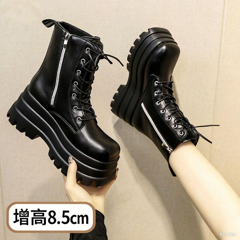 

Ботинки Мартина кос обувь для увеличения роста показать ноги стройными обувь на платформе британские новые короткие ботинки ботинки рыцаря модные ботинки-локомотивы 40 чёрный