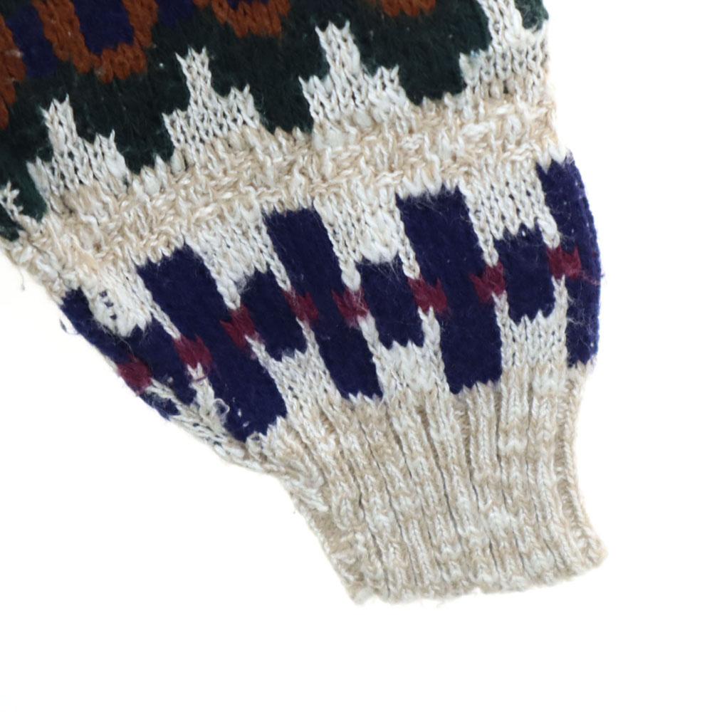 NEW ERA 80s Old USA made Border Pattern Long sleeve sweater L Men's Used