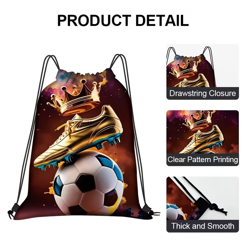 3pcs Football Pattern Drawstring Bags with Practical Pockets, Easy To Carry Football Training Bags